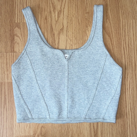 aerie Heather Gray Cropped Sleeveless Stretch Top Size XL - Picture 1 of 4